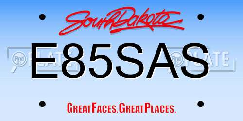 E85SAS South Dakota License Plate