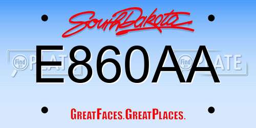 E860AA South Dakota License Plate