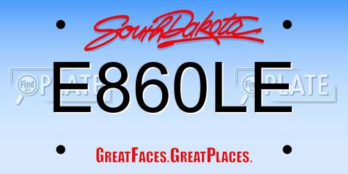 E860LE South Dakota License Plate