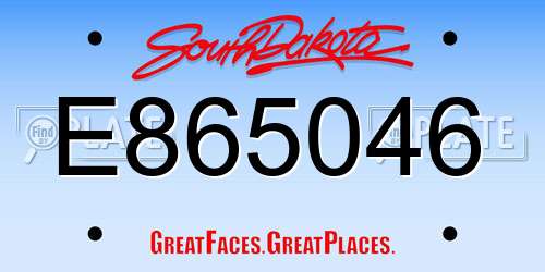 E865046 South Dakota License Plate
