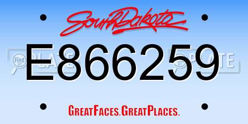 E866259 South Dakota License Plate