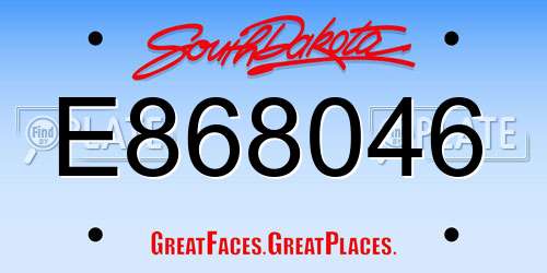 E868046 South Dakota License Plate