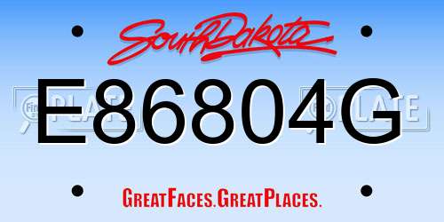 E86804G South Dakota License Plate