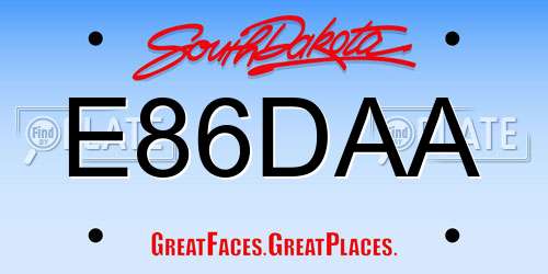 E86DAA South Dakota License Plate