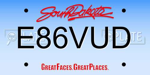 E86VUD South Dakota License Plate