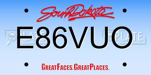 E86VUO South Dakota License Plate