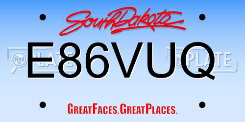 E86VUQ South Dakota License Plate