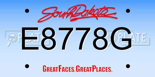 E8778G South Dakota License Plate