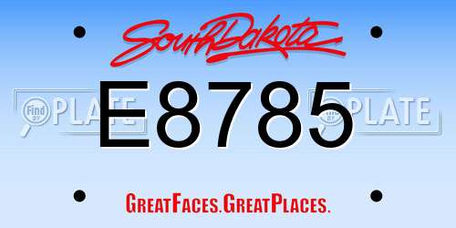E8785 South Dakota License Plate