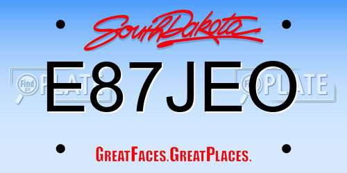 E87JEO South Dakota License Plate