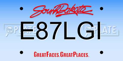 E87LGI South Dakota License Plate