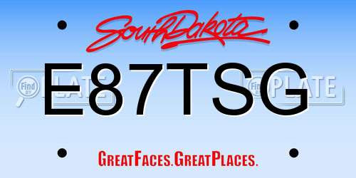 E87TSG South Dakota License Plate