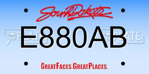 E880AB South Dakota License Plate