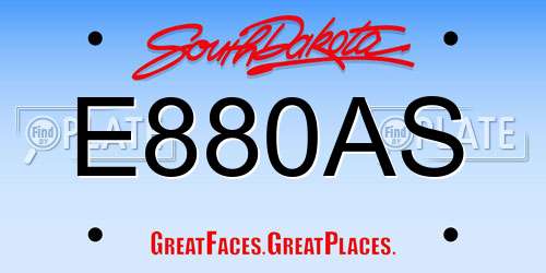 E880AS South Dakota License Plate