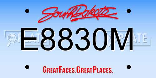 E8830M South Dakota License Plate