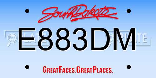 E883DM South Dakota License Plate