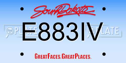 E883IV South Dakota License Plate