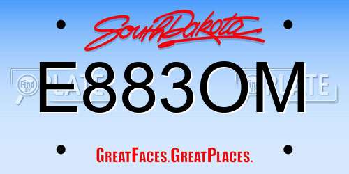 E883OM South Dakota License Plate