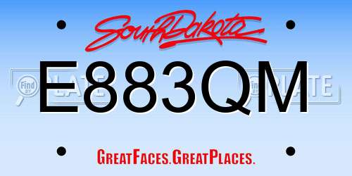 E883QM South Dakota License Plate