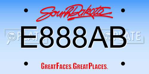 E888AB South Dakota License Plate