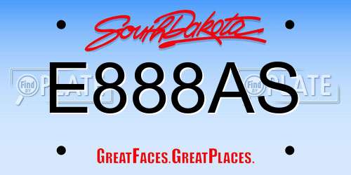 E888AS South Dakota License Plate