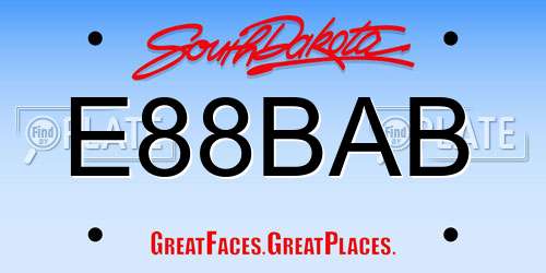 E88BAB South Dakota License Plate