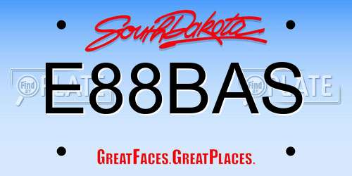 E88BAS South Dakota License Plate