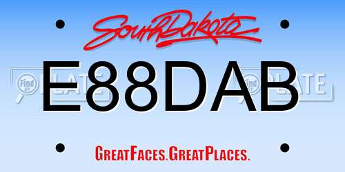 E88DAB South Dakota License Plate