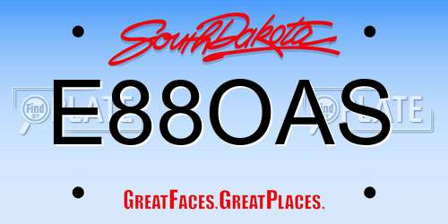 E88OAS South Dakota License Plate