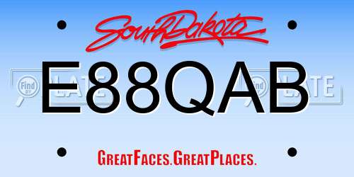 E88QAB South Dakota License Plate