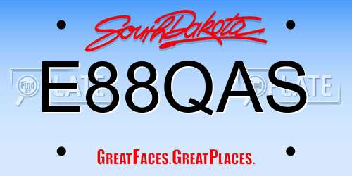 E88QAS South Dakota License Plate