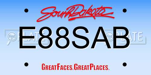 E88SAB South Dakota License Plate
