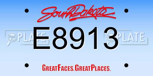 E8913 South Dakota License Plate