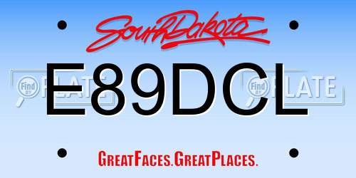 E89DCL South Dakota License Plate