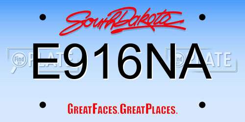 E916NA South Dakota License Plate