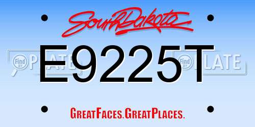 E9225T South Dakota License Plate