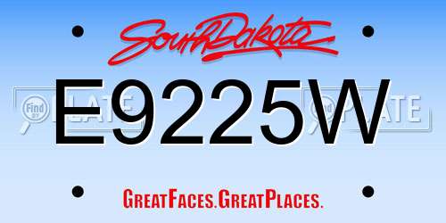E9225W South Dakota License Plate
