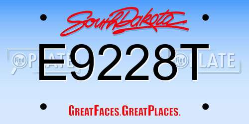 E9228T South Dakota License Plate