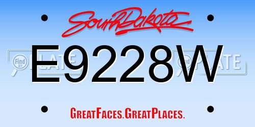 E9228W South Dakota License Plate