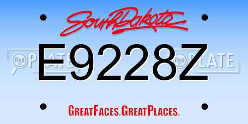 E9228Z South Dakota License Plate