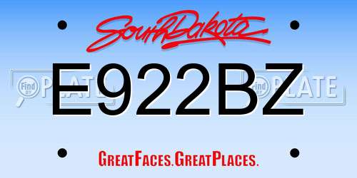 E922BZ South Dakota License Plate