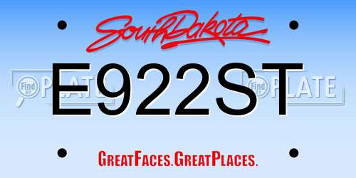 E922ST South Dakota License Plate