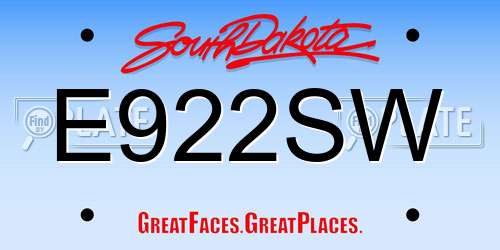 E922SW South Dakota License Plate