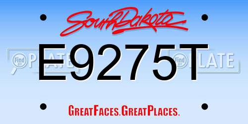 E9275T South Dakota License Plate