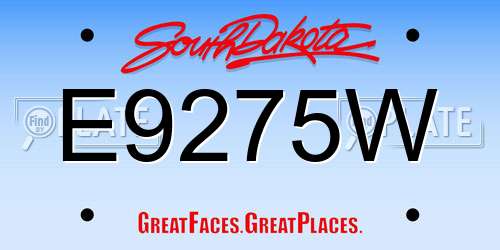 E9275W South Dakota License Plate