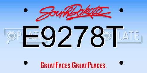 E9278T South Dakota License Plate