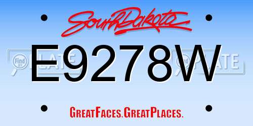 E9278W South Dakota License Plate