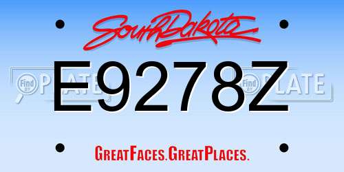 E9278Z South Dakota License Plate