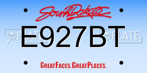 E927BT South Dakota License Plate