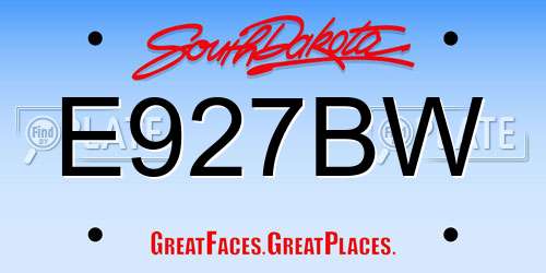 E927BW South Dakota License Plate